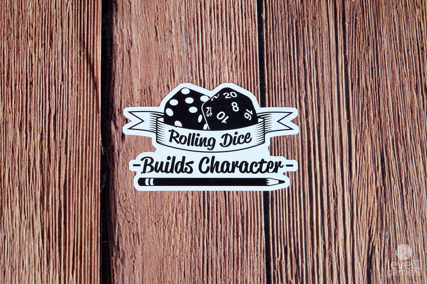 Rolling Dice Builds Character Sticker Level 1 Gamers
