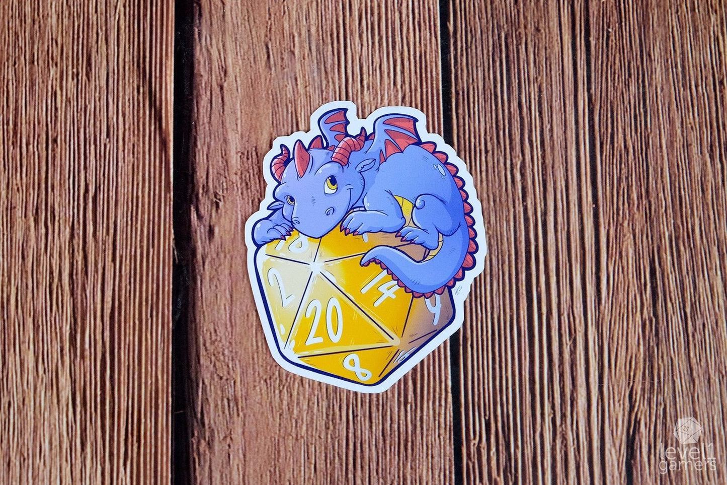 D20 Dragon Sticker Level 1 Gamers