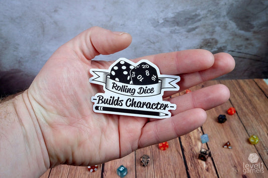 Rolling Dice Builds Character Sticker  Level 1 Gamers   