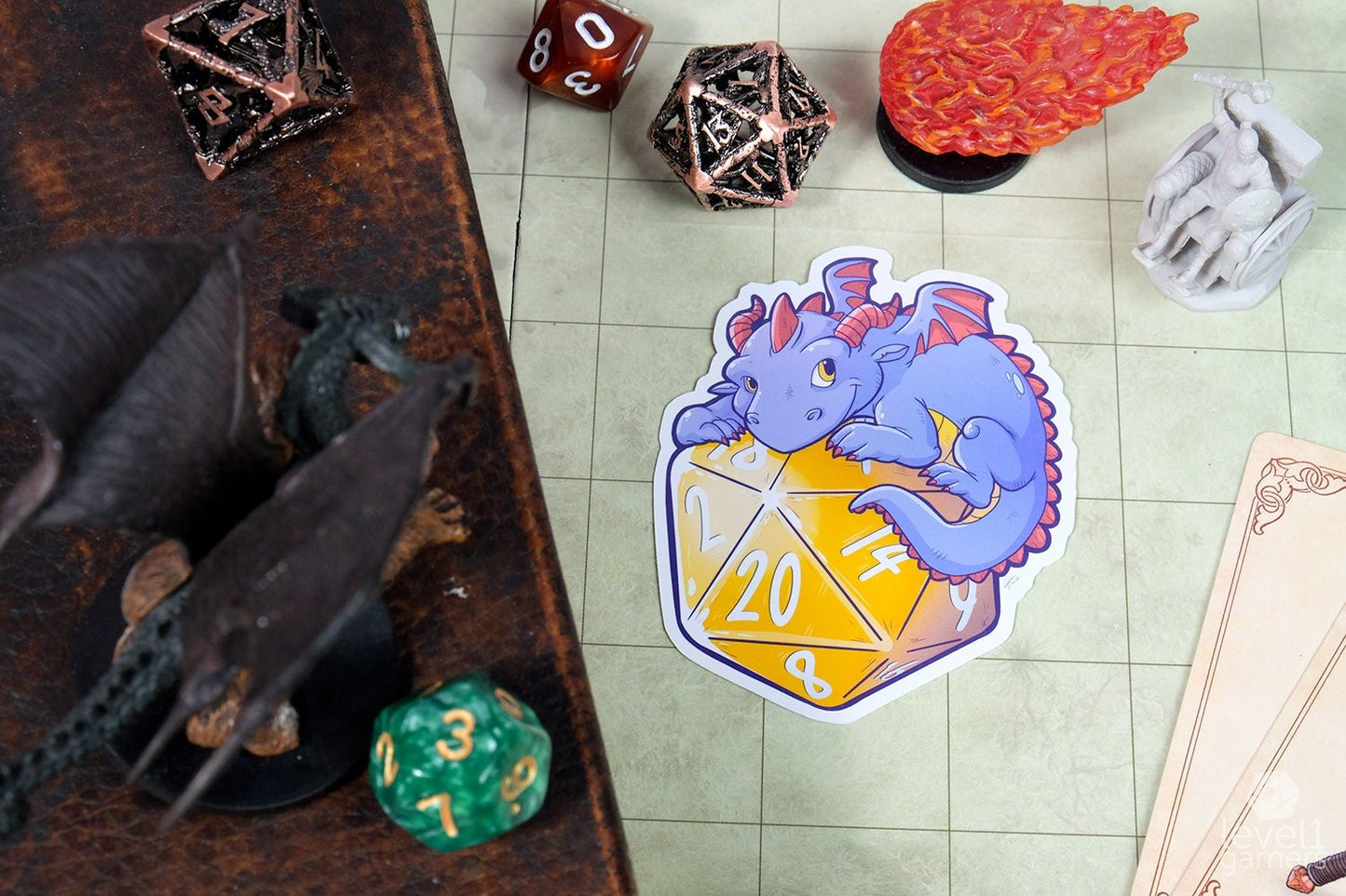 D20 Dragon Sticker Level 1 Gamers