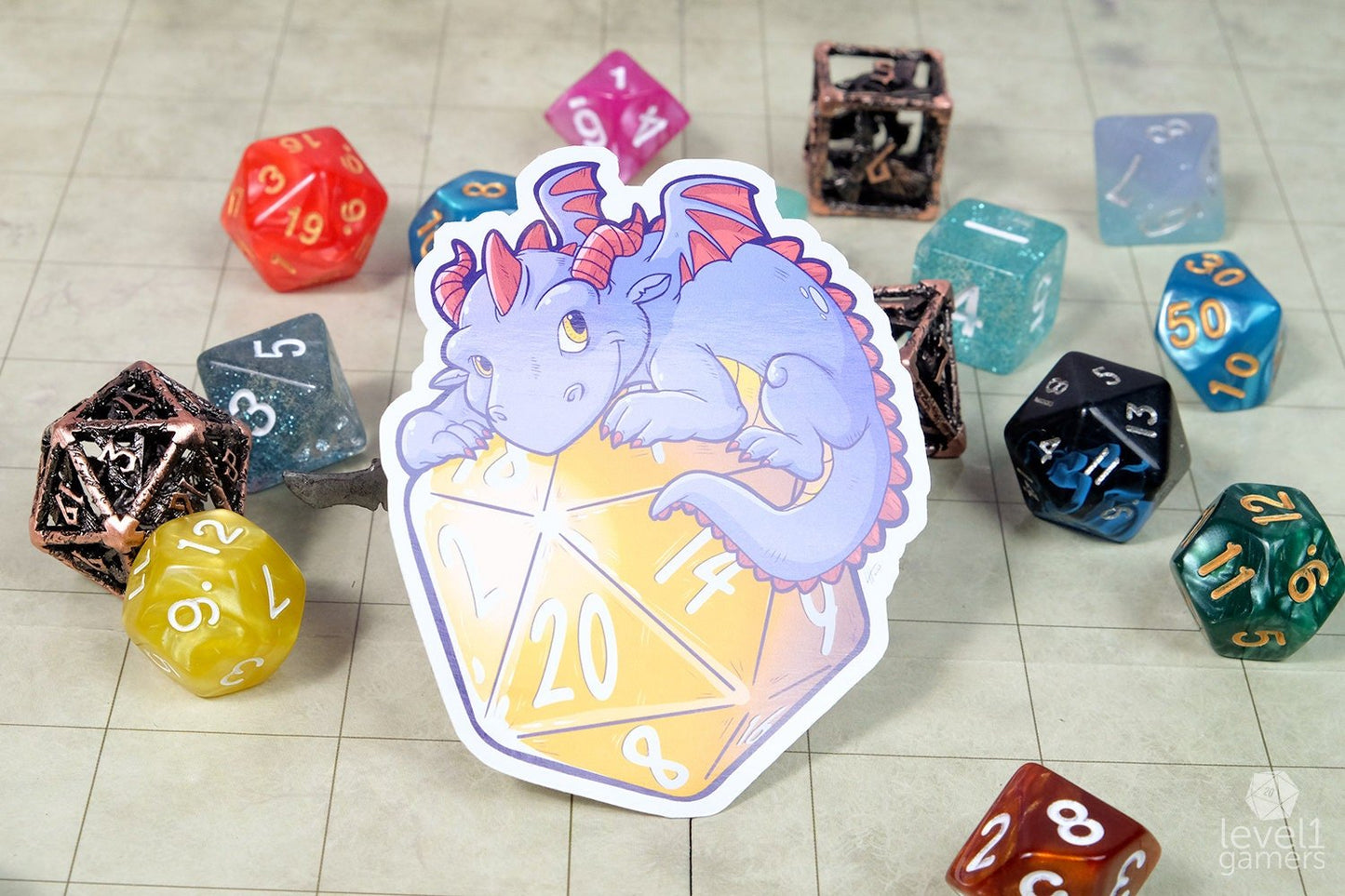 D20 Dragon Sticker Level 1 Gamers