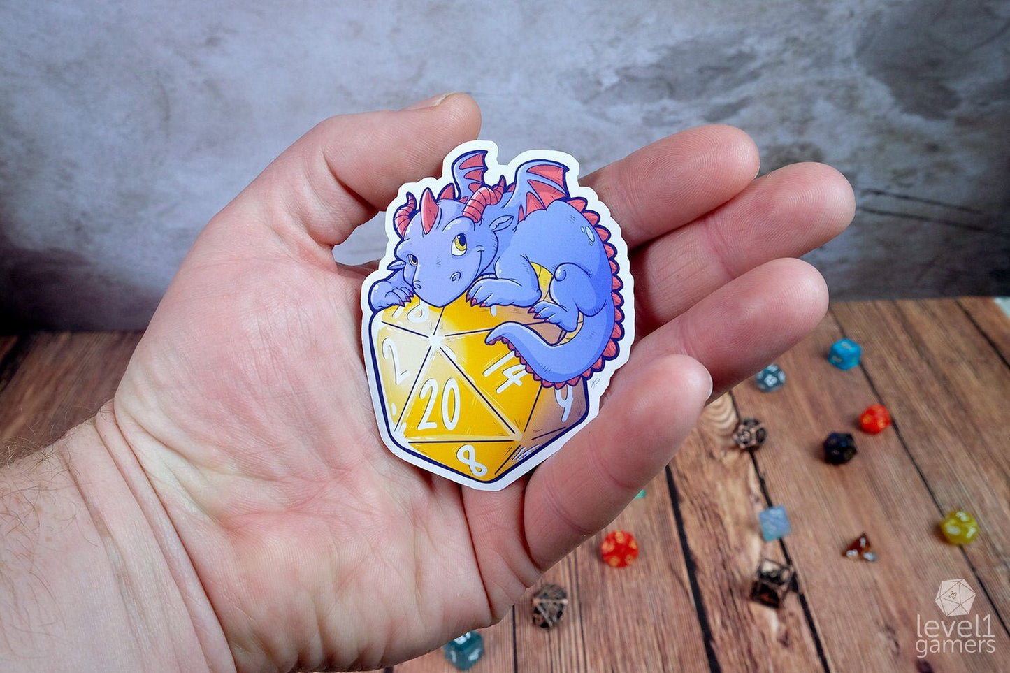 D20 Dragon Sticker Level 1 Gamers