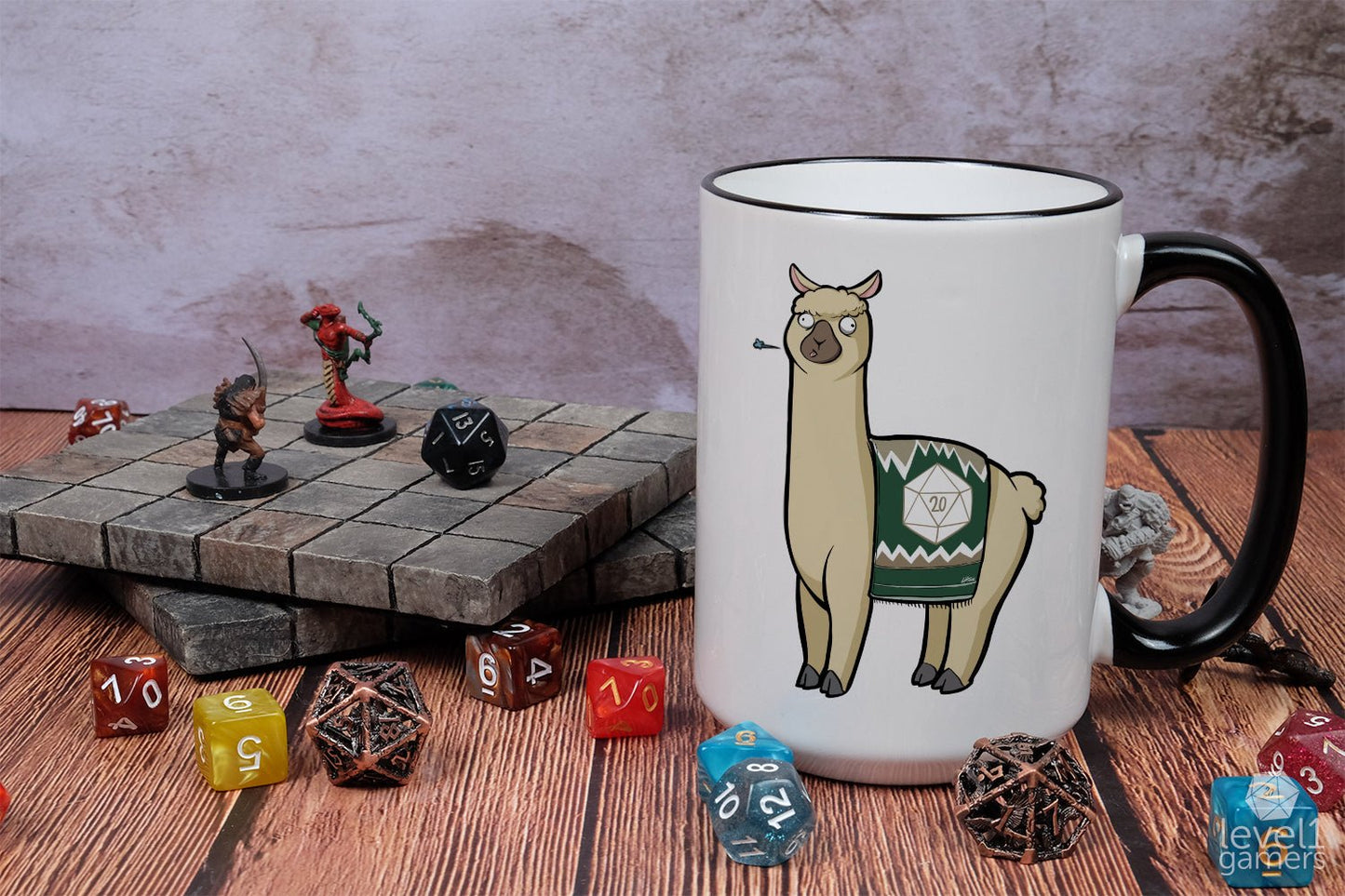 D20 Llama Mug Level 1 Gamers