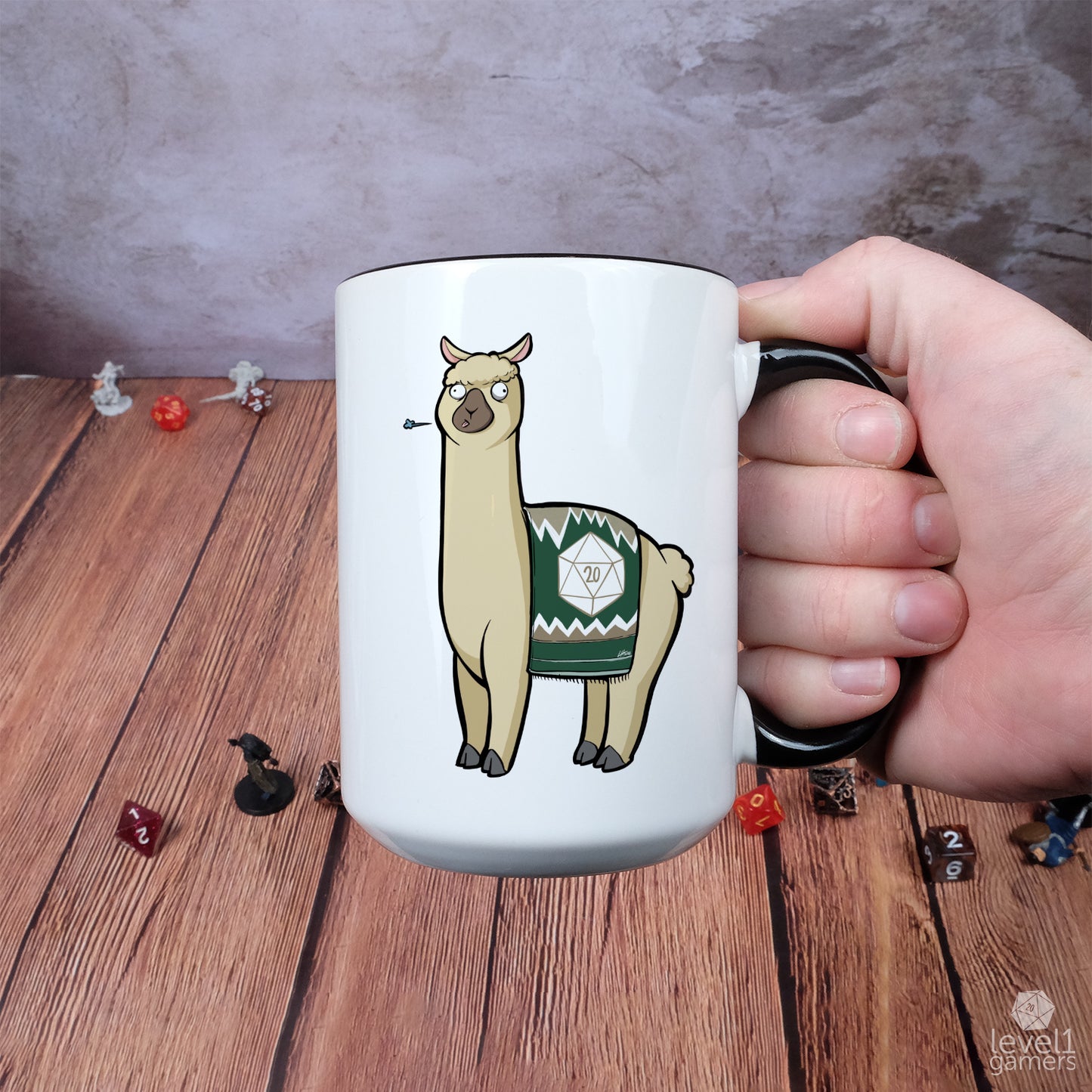 D20 Llama Mug Level 1 Gamers