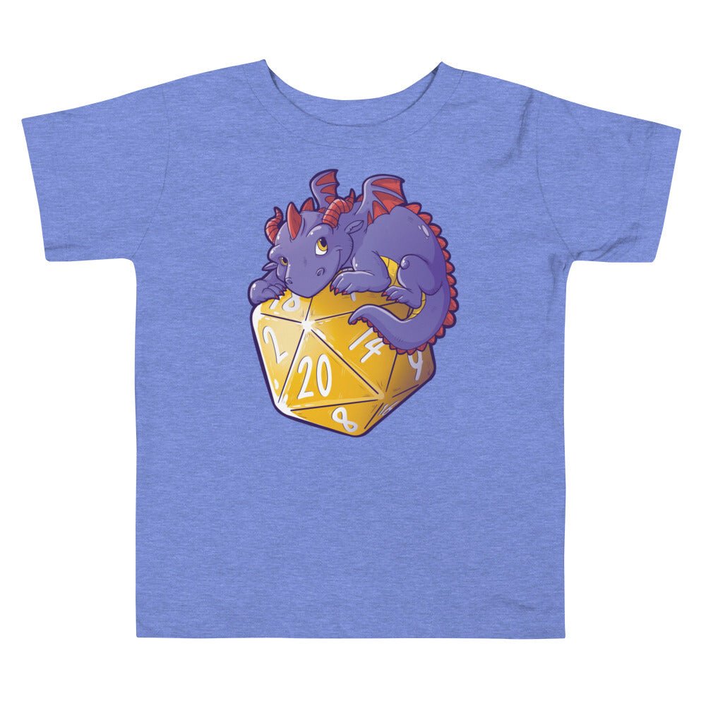 Baby Dragon D20 Toddler Short Sleeve Tee  Level 1 Gamers Heather Columbia Blue 2T 