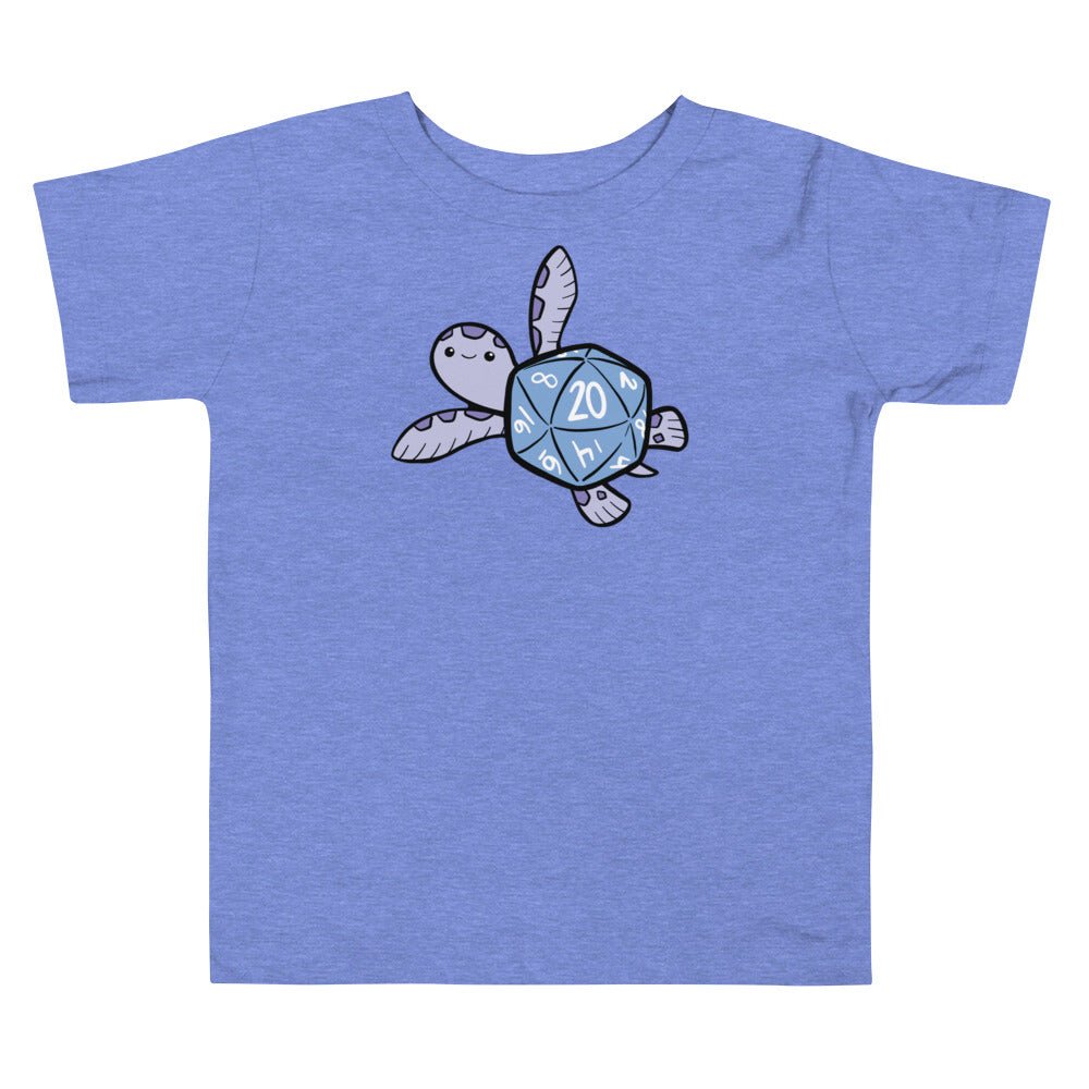 D20 Sea Turtle Toddler Short Sleeve Tee  Level 1 Gamers Heather Columbia Blue 2T
