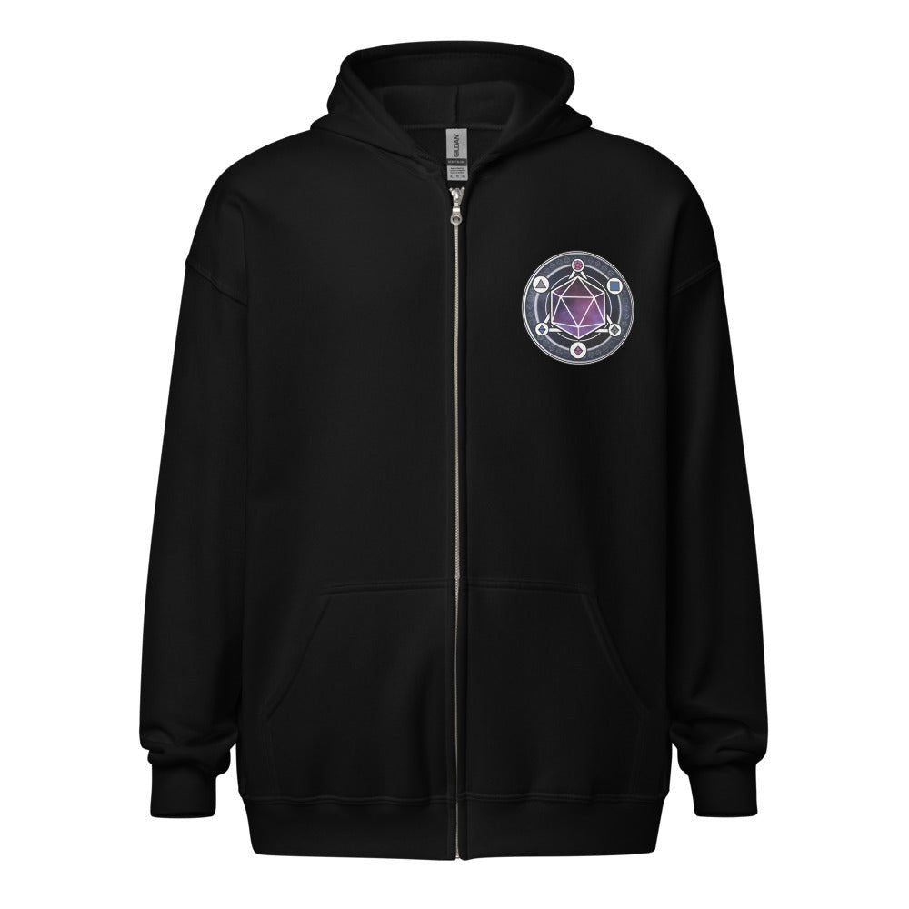 Dice Magic Circle Unisex heavy blend zip hoodie Level 1 Gamers Black S