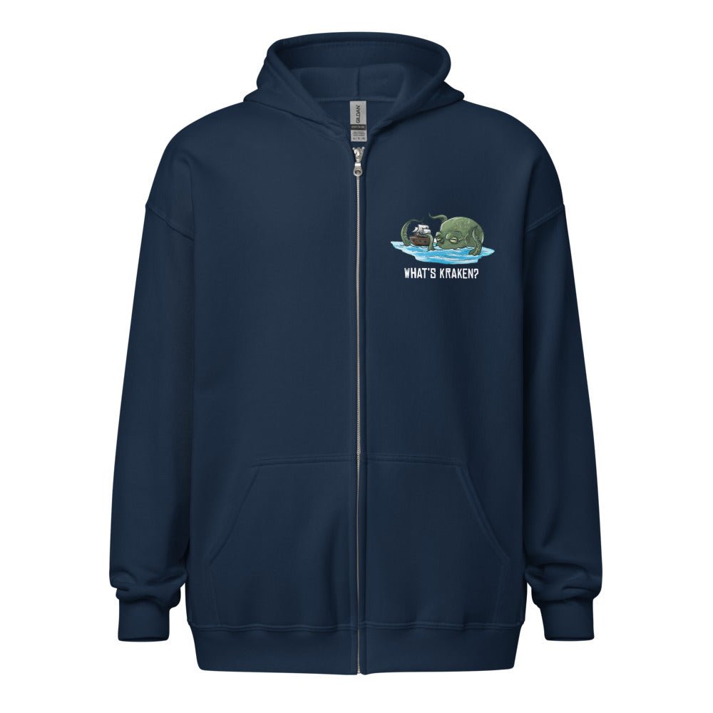 What's Kraken Unisex heavy blend zip hoodie Level 1 Gamers Navy S