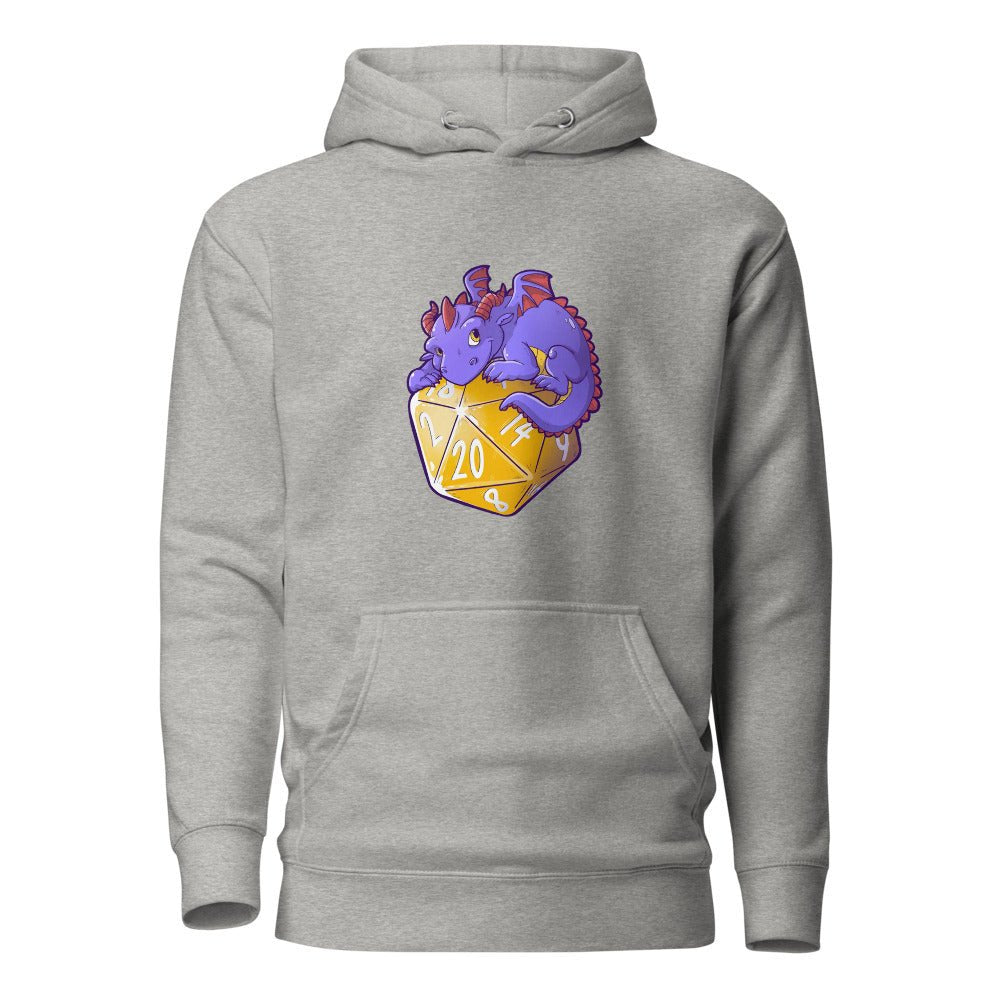 D20 Dragon Unisex Hoodie Level 1 Gamers Carbon Grey S