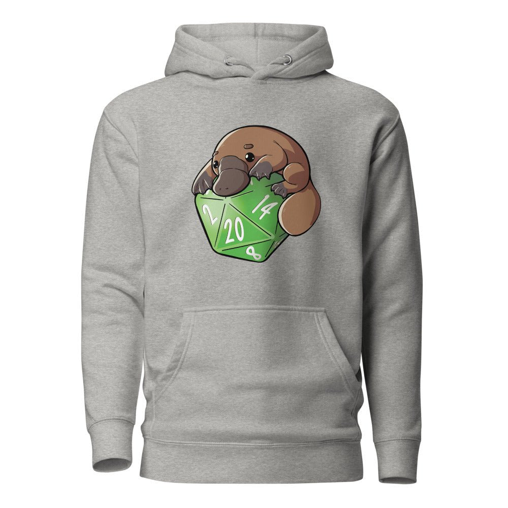 D20 Platypus Unisex Hoodie  Level 1 Gamers Carbon Grey S 