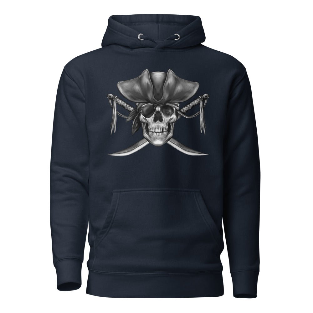 Pirate Jolly Roger Flag Unisex Hoodie  Level 1 Gamers Navy Blazer S