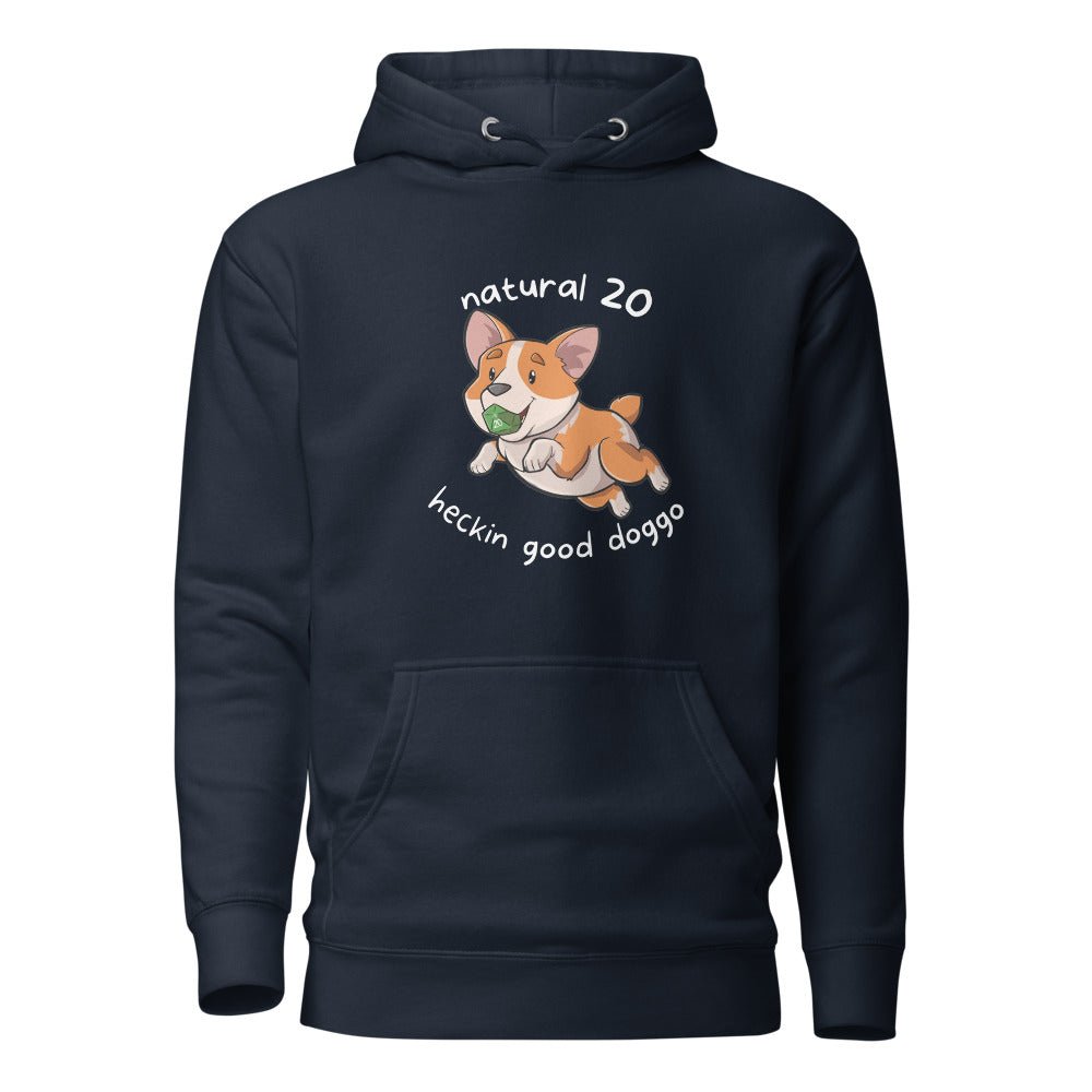 Heckin Good Doggo (Corgi) Unisex Hoodie  Level 1 Gamers Navy Blazer S