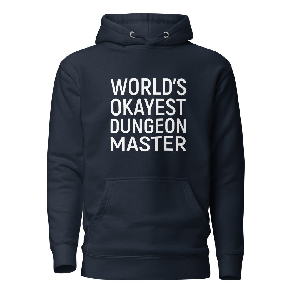 World's Okayest Dungeon Master Unisex Hoodie Level 1 Gamers Navy Blazer S