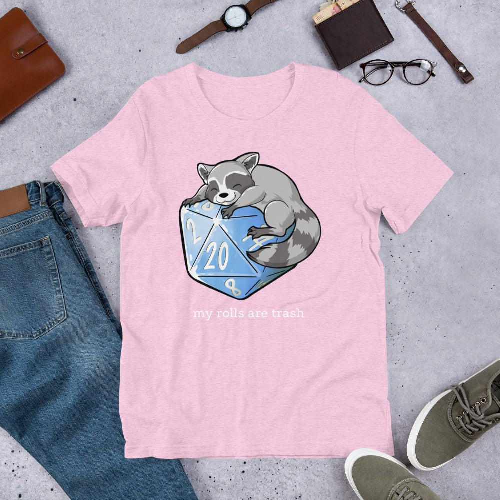 My Rolls are Trash Raccoon Unisex t-shirt Level 1 Gamers Heather Prism Lilac XS