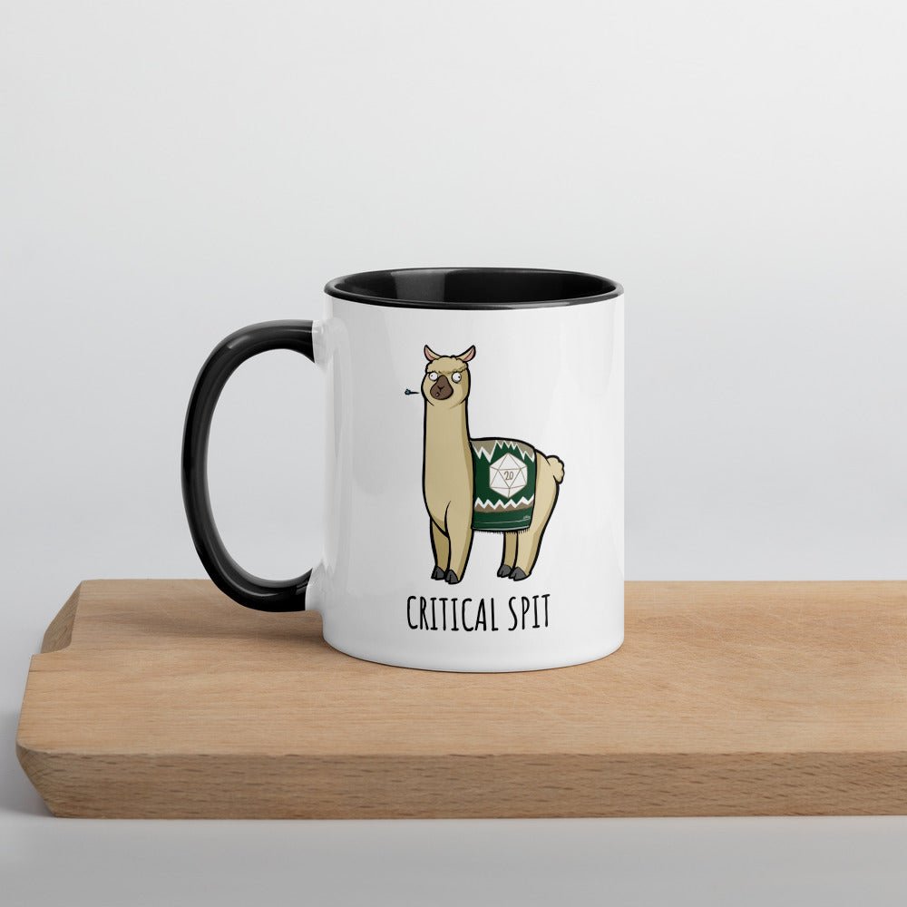 Critical Spit Llama Mug with Color Inside  Level 1 Gamers Black 11oz