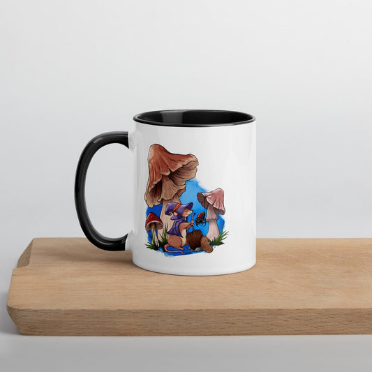 Mousefolk Witch Cottagecore Mushroom Mug with Color Inside  Level 1 Gamers Black 11oz