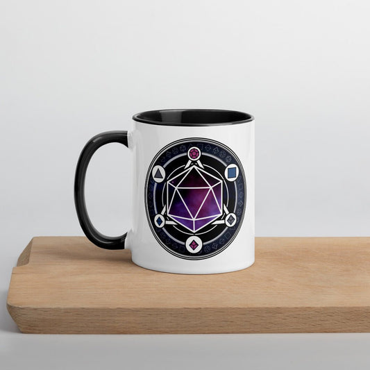 Dice Magic Circle Mug with Color Inside  Level 1 Gamers Black 11oz