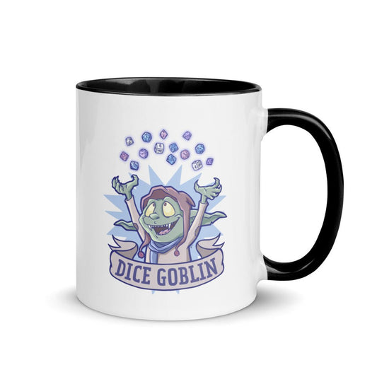 Dice Goblin Mug with Color Inside  Level 1 Gamers Black 11oz