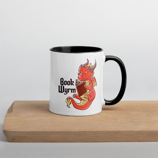 Book Wyrm Mug with Color Inside  Level 1 Gamers Black 11oz