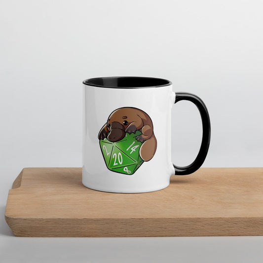 D20 Platypus Mug  Level 1 Gamers Black 11oz 