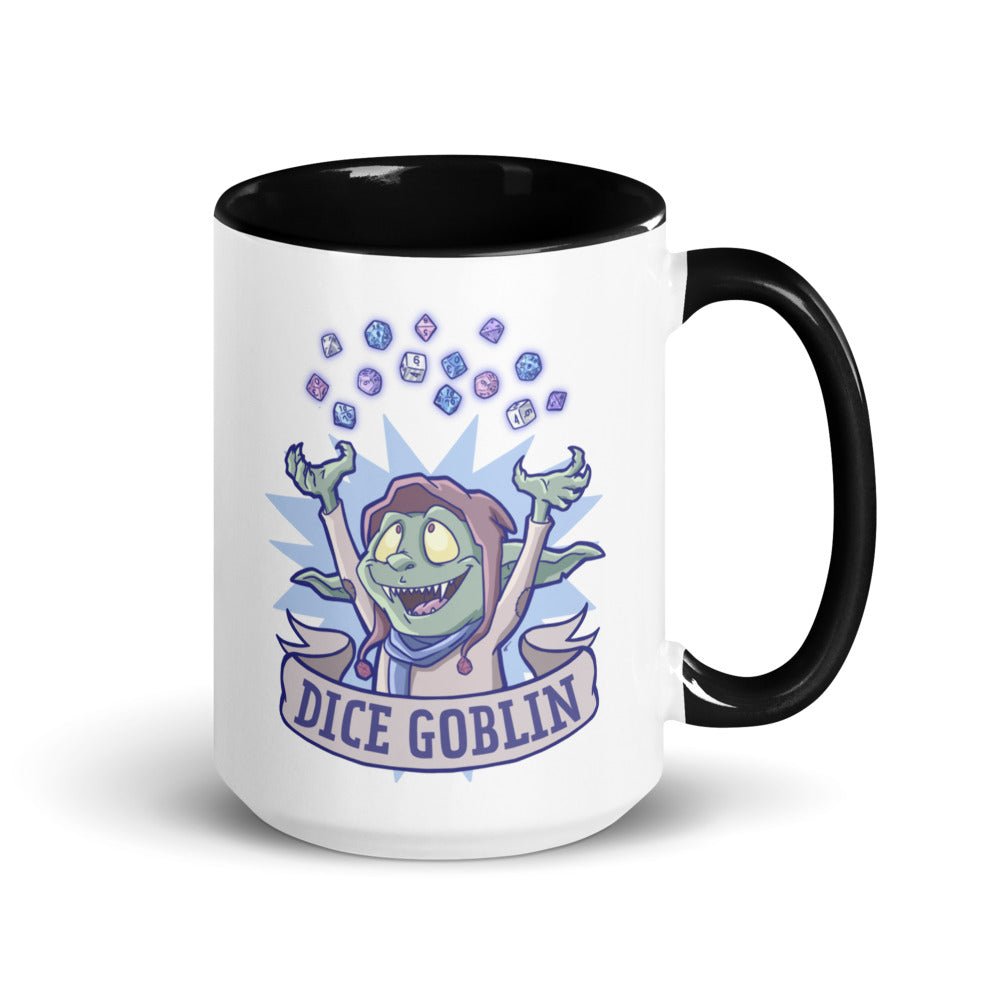 Dice Goblin Mug with Color Inside  Level 1 Gamers Black 15oz