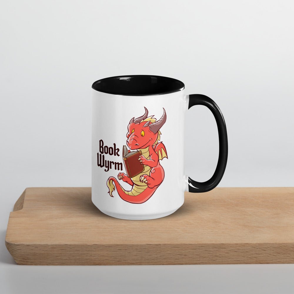 Book Wyrm Mug with Color Inside  Level 1 Gamers Black 15oz