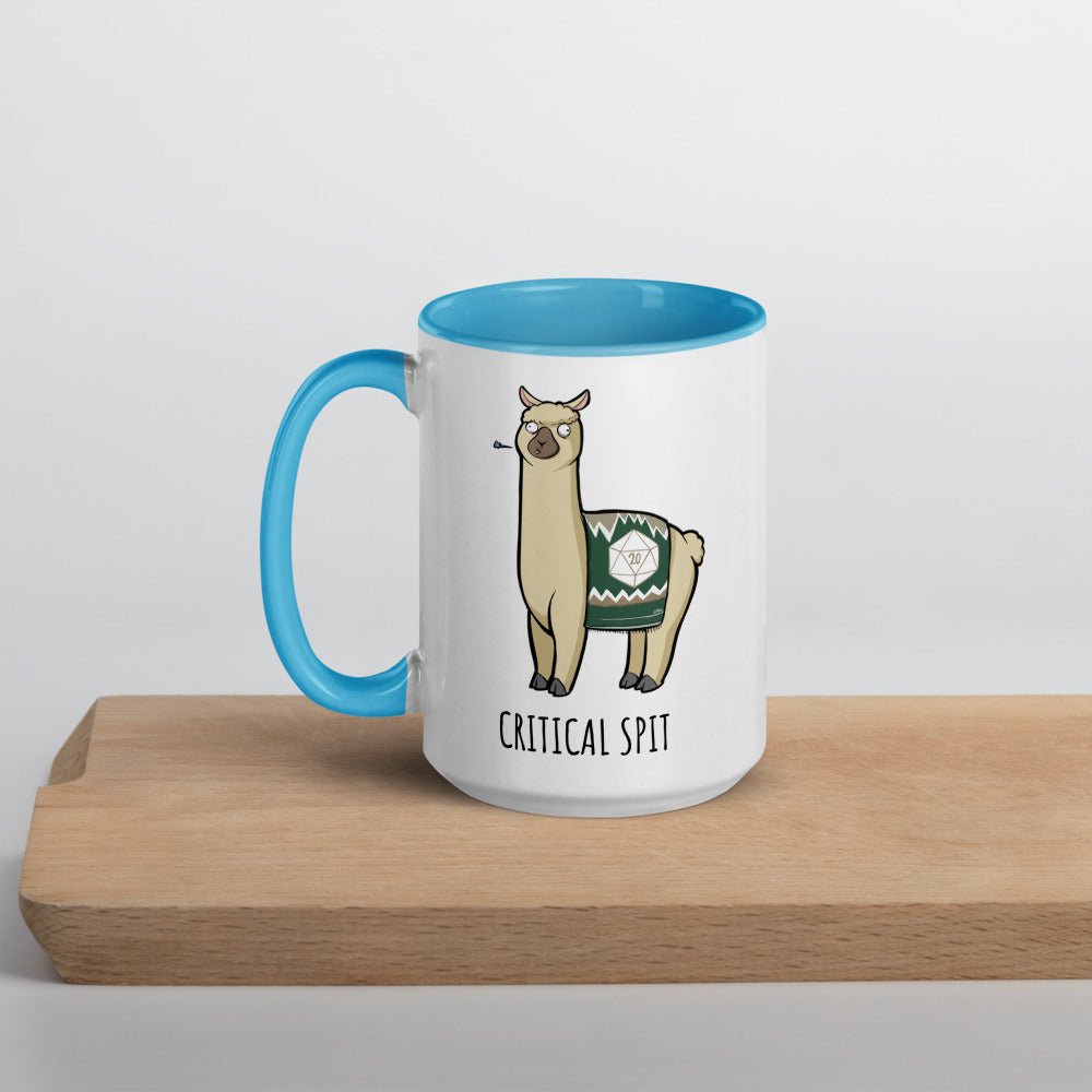 Critical Spit Llama Mug with Color Inside  Level 1 Gamers Blue 15oz