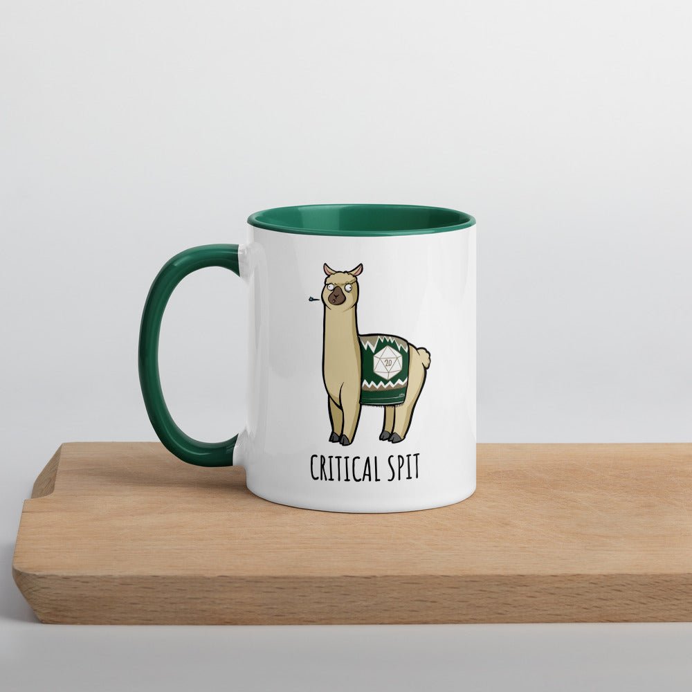 Critical Spit Llama Mug with Color Inside  Level 1 Gamers Dark Green 11oz