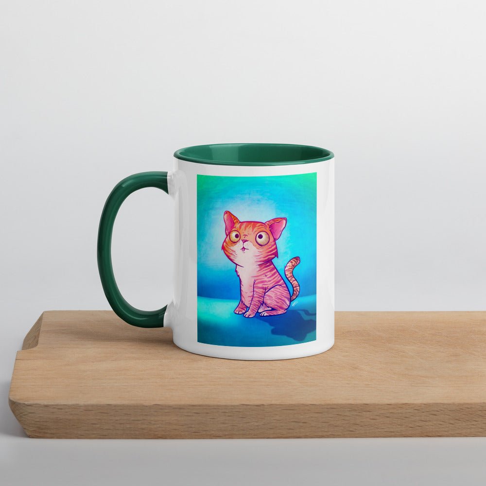 Artie the Tabby Cat Mug with Color Inside Level 1 Gamers Dark Green 11oz