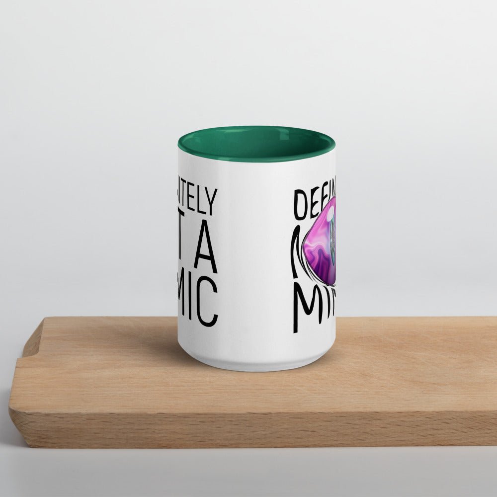 Definitely NOT a Mimic Double sided Mug with Color Inside  Level 1 Gamers Dark Green 15oz