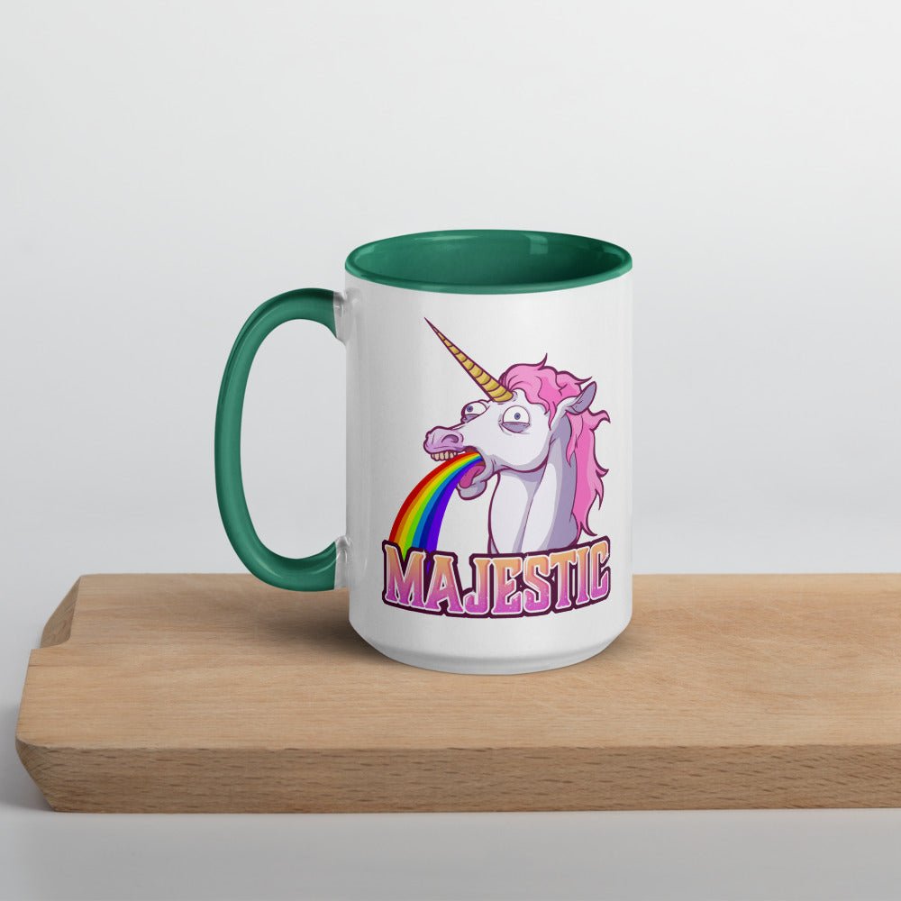 Majestic Unicorn Mug with Color Inside  Level 1 Gamers Dark Green 15oz