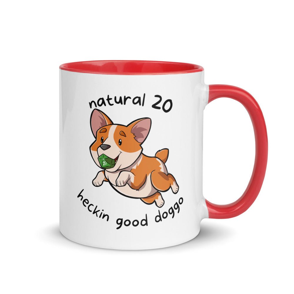 Nat 20 Corgi Heckin Good Doggo Mug with Color Inside  Level 1 Gamers Red 11oz 
