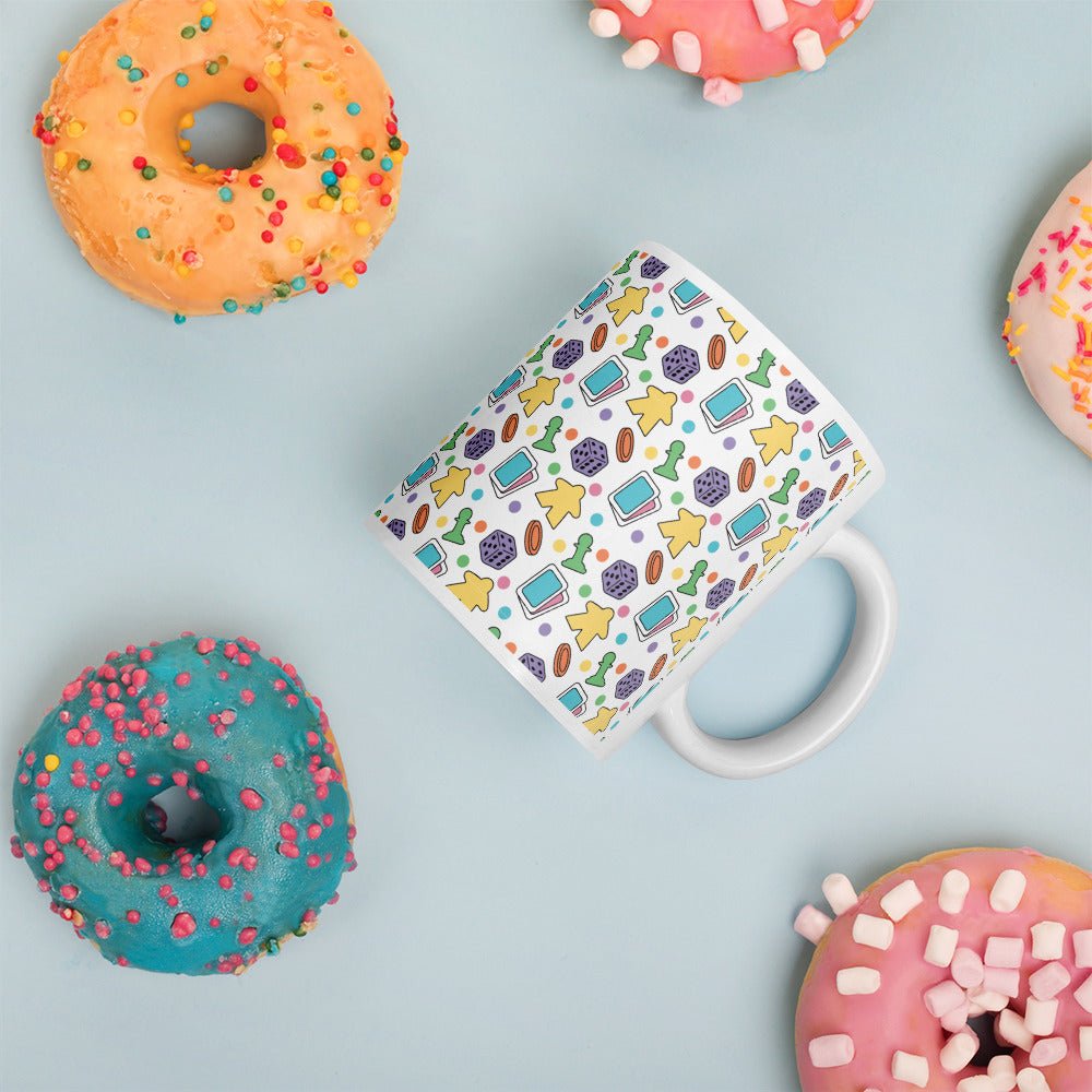 Board Game Pattern White glossy mug Level 1 Gamers 11oz