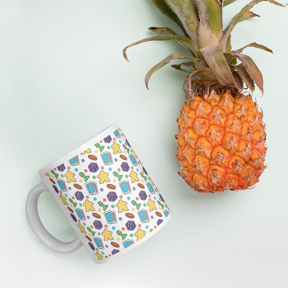 Board Game Pattern White glossy mug Level 1 Gamers