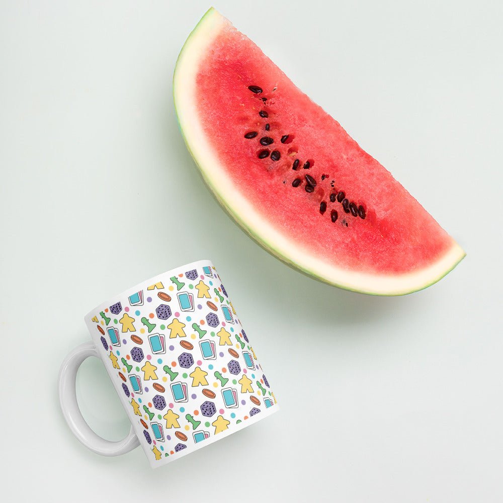 Board Game Pattern White glossy mug Level 1 Gamers