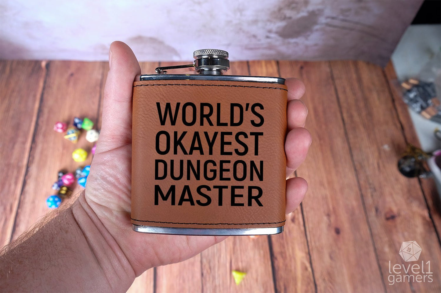 World's Okayest Dungeon Master Flask Level 1 Gamers