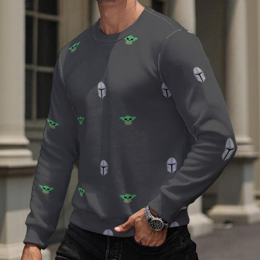 Mando and Grogu Fuzzy Fleece Sweatshirt - Warm Regular Fit Hoodie with Fur Lining