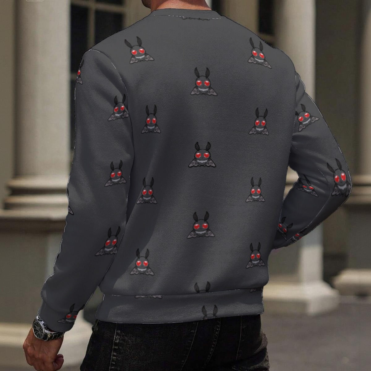 Cute Chibi Mothman Print Heavy Fleece Sweatshirt Yoycol