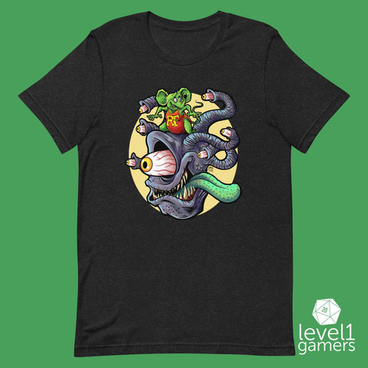 Rat Fink Beholder T-Shirt | Monster Shirt For Fans Of Dungeons & Dragons | Fantasy Apparel Gift Ideas | Small Business And Hand-Drawn Level 1 Gamers XS