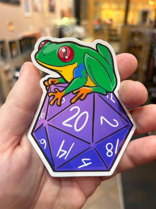 D20 Rainforest Tree Frog Sticker  Level 1 Gamers   