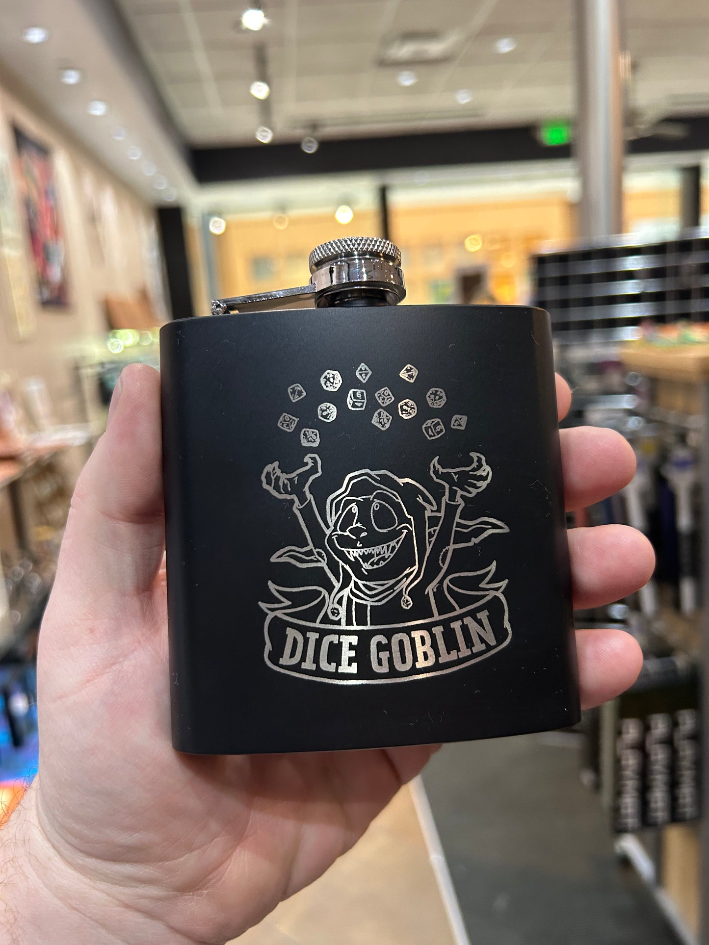 Dice Goblin Stainless Steel Flask Flasks Level 1 Gamers   