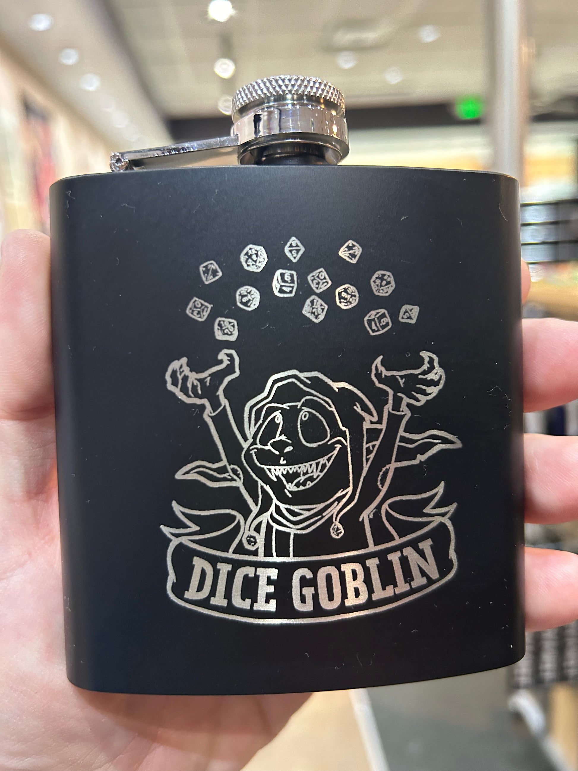 Dice Goblin Stainless Steel Flask Flasks Level 1 Gamers   