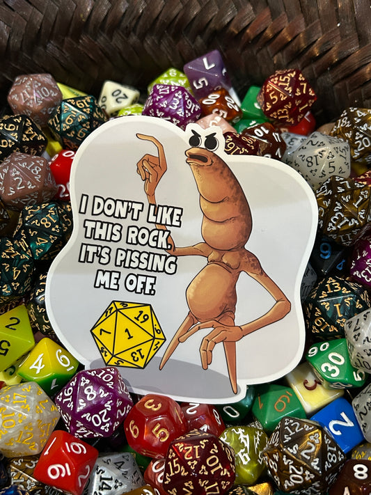 Marcus The Worm - I Don't Like This Rock Sticker - Hilarious Decal For Collectors Level 1 Gamers