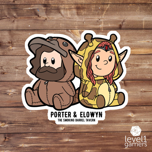 Elowyn & Porter Plushies - The Smoking Barrel Sticker  Level 1 Gamers   