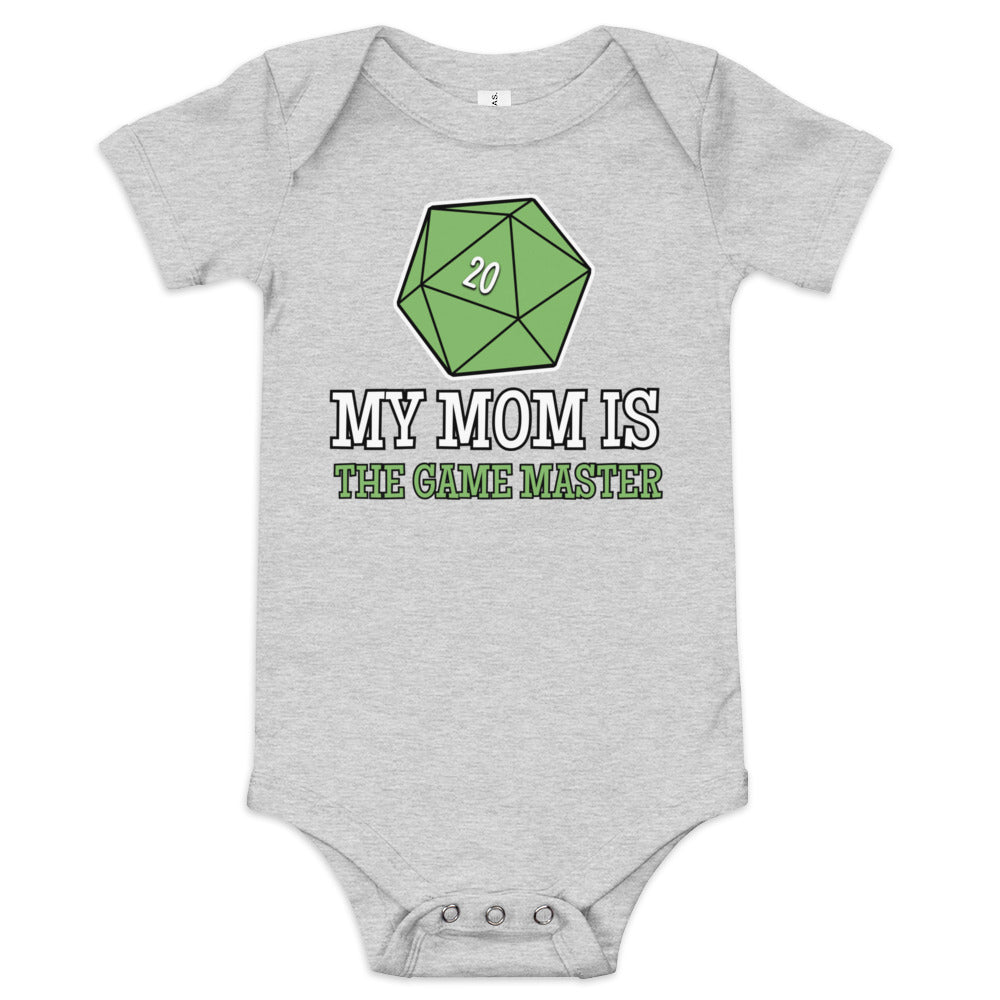 My Mom is the Game Master Baby short sleeve one piece  Level 1 Gamers Athletic Heather 3-6m 