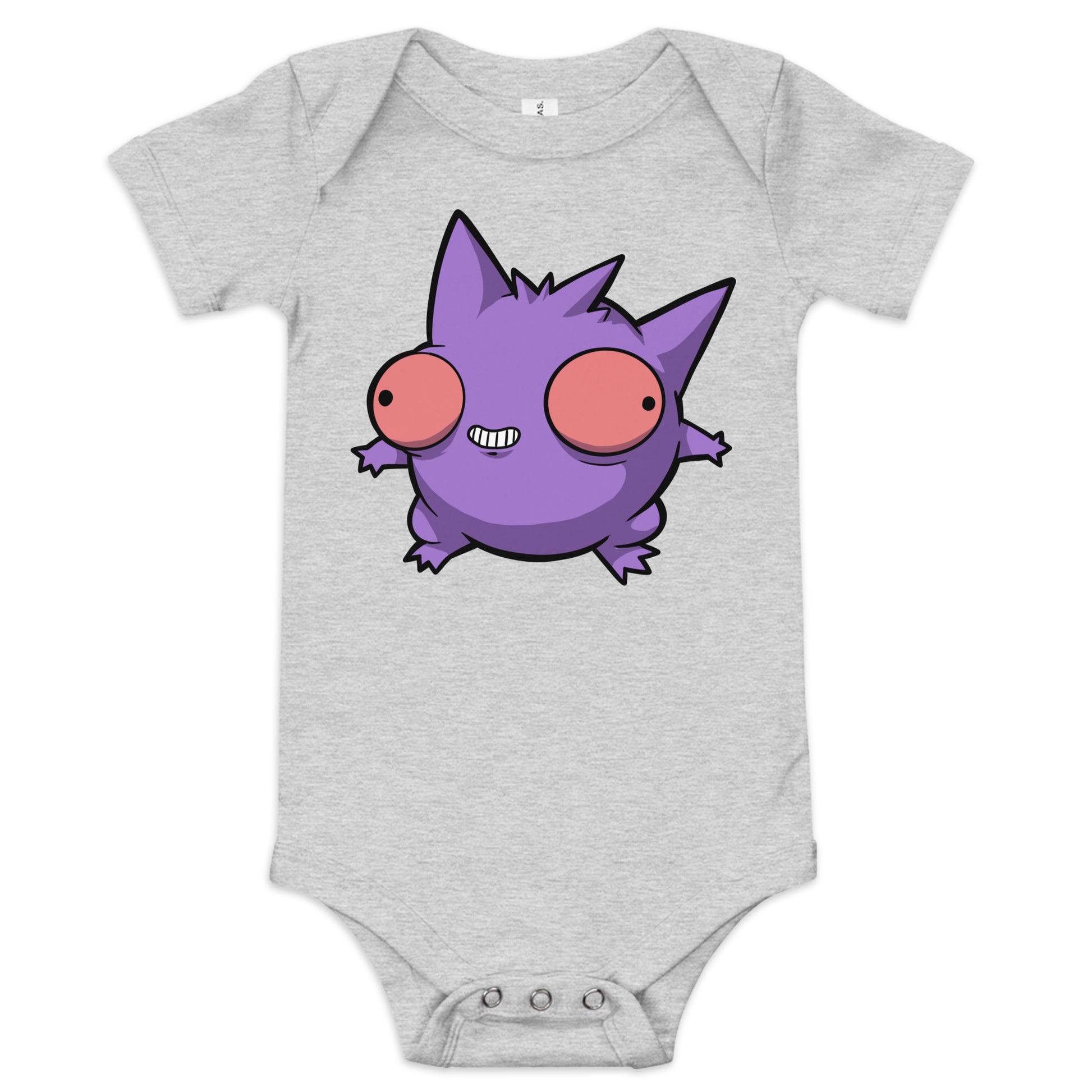 Gengar Pokederp Baby Short Sleeve One Piece  Level 1 Gamers Athletic Heather 3-6m 