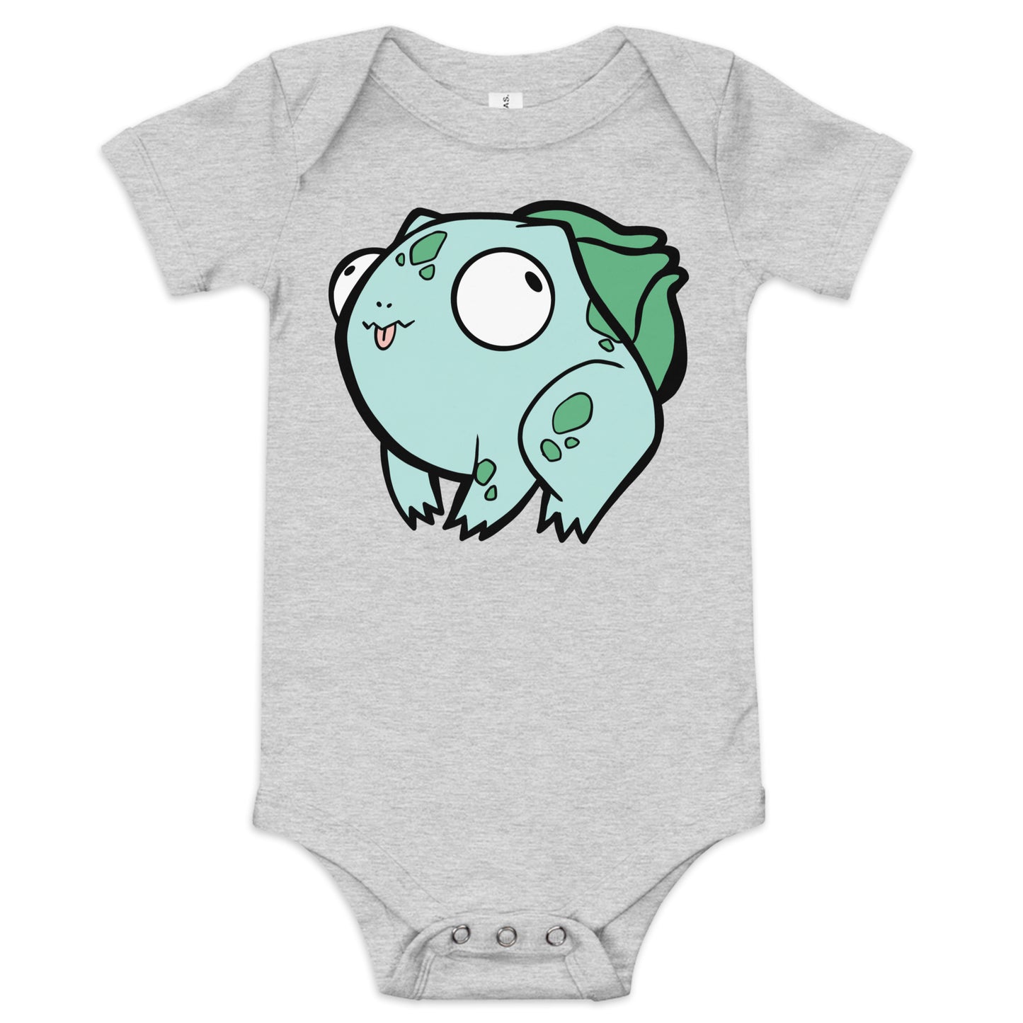 Bulbasaur Pokederp Baby Short Sleeve One Piece  Level 1 Gamers Athletic Heather 3-6m 