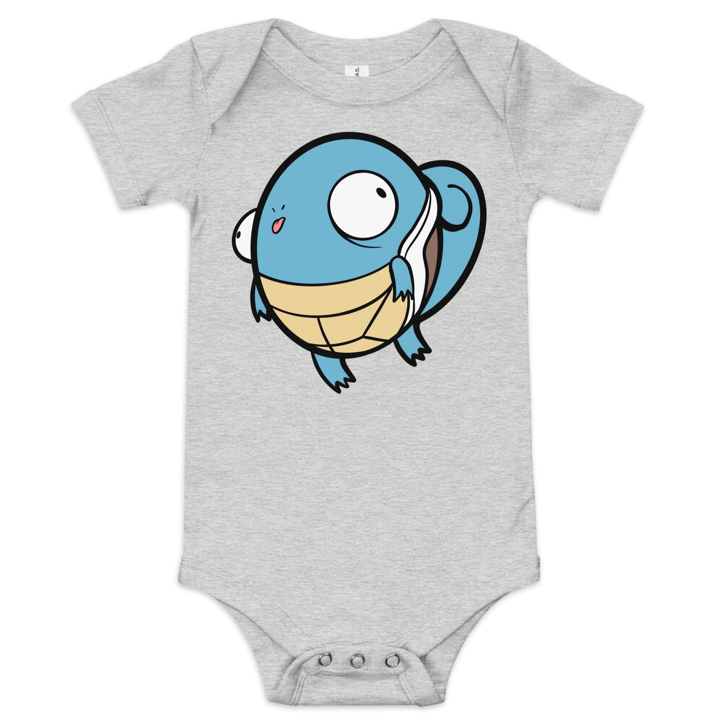 Squirtle Pokederp Baby Short Sleeve One Piece  Level 1 Gamers Athletic Heather 3-6m 