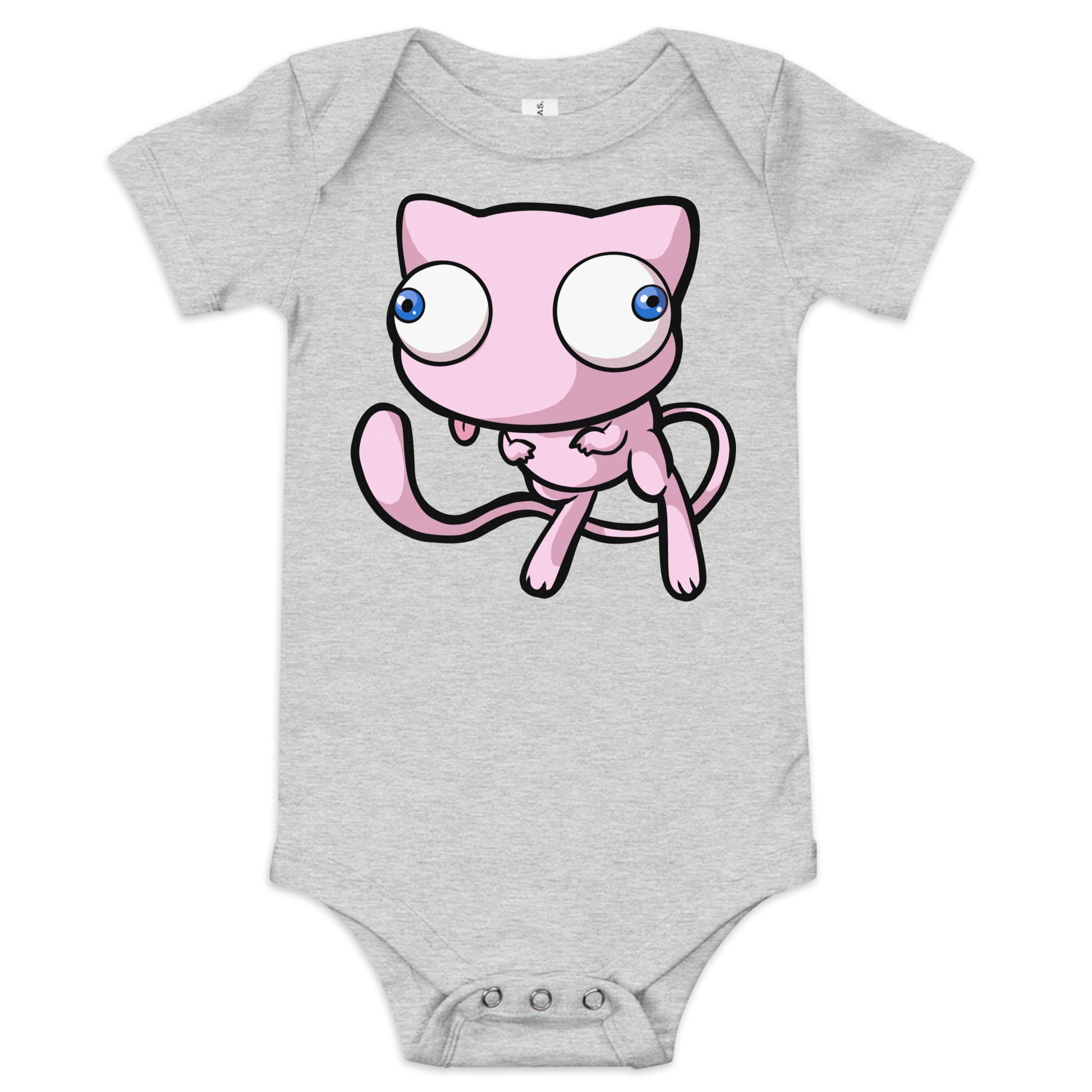 Mew Pokederp Baby short sleeve one piece  Level 1 Gamers Athletic Heather 3-6m 