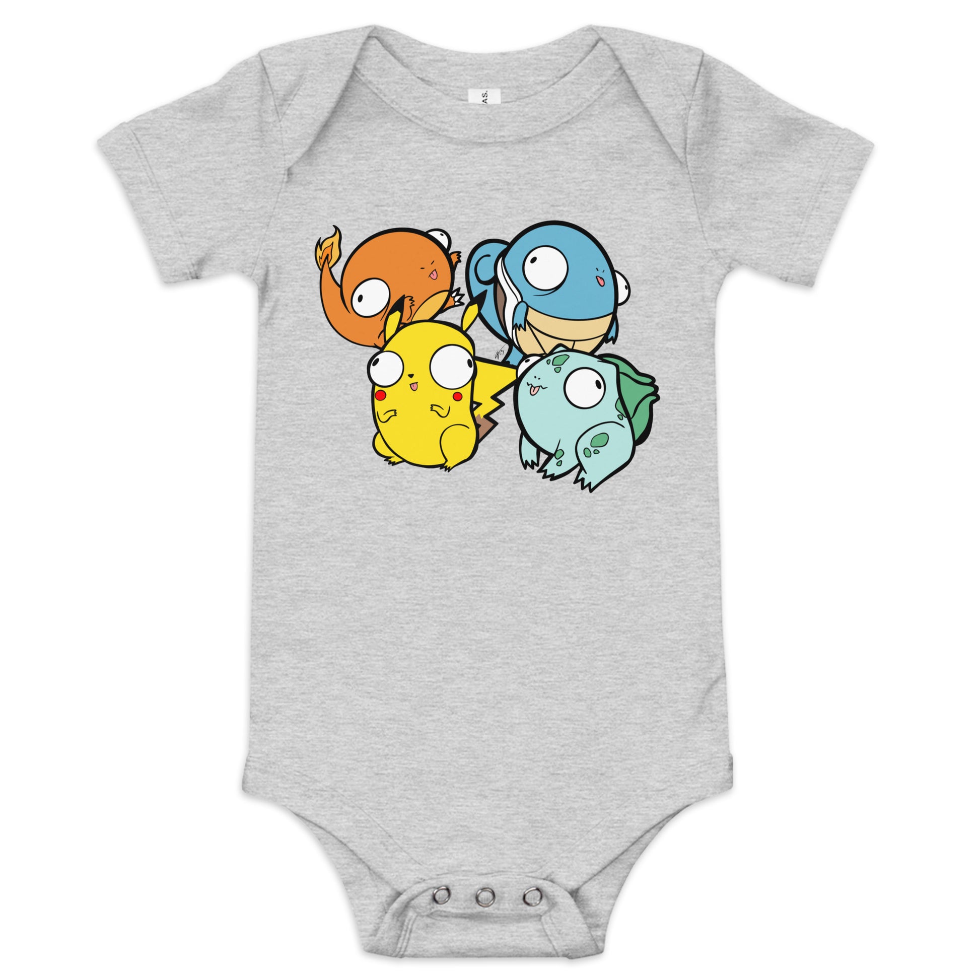 Poke Derps Baby Short Sleeve One Piece  Level 1 Gamers Athletic Heather 3-6m 